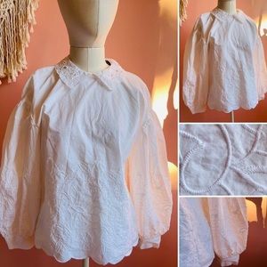 Zara White Embroidered Blouse 👚